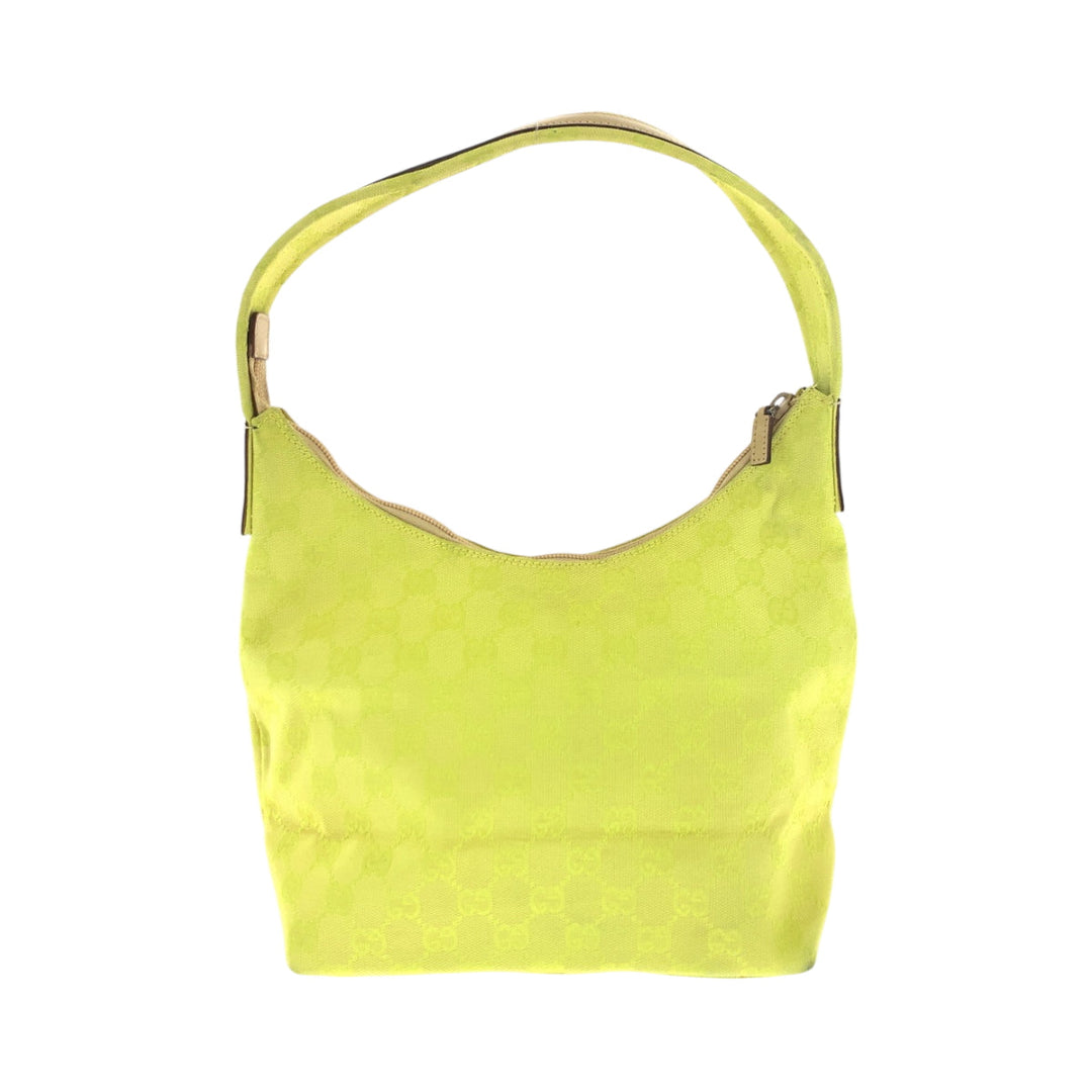 GUCCI Shoulder Bag 001 3386 GG canvas Yellow Beige Gold Metal One Shoulder Bag Women Used Authentic