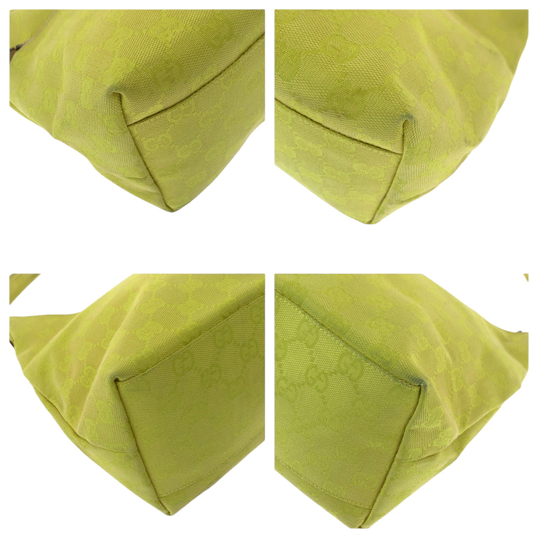 GUCCI Shoulder Bag 001 3386 GG canvas Yellow Beige Gold Metal One Shoulder Bag Women Used Authentic