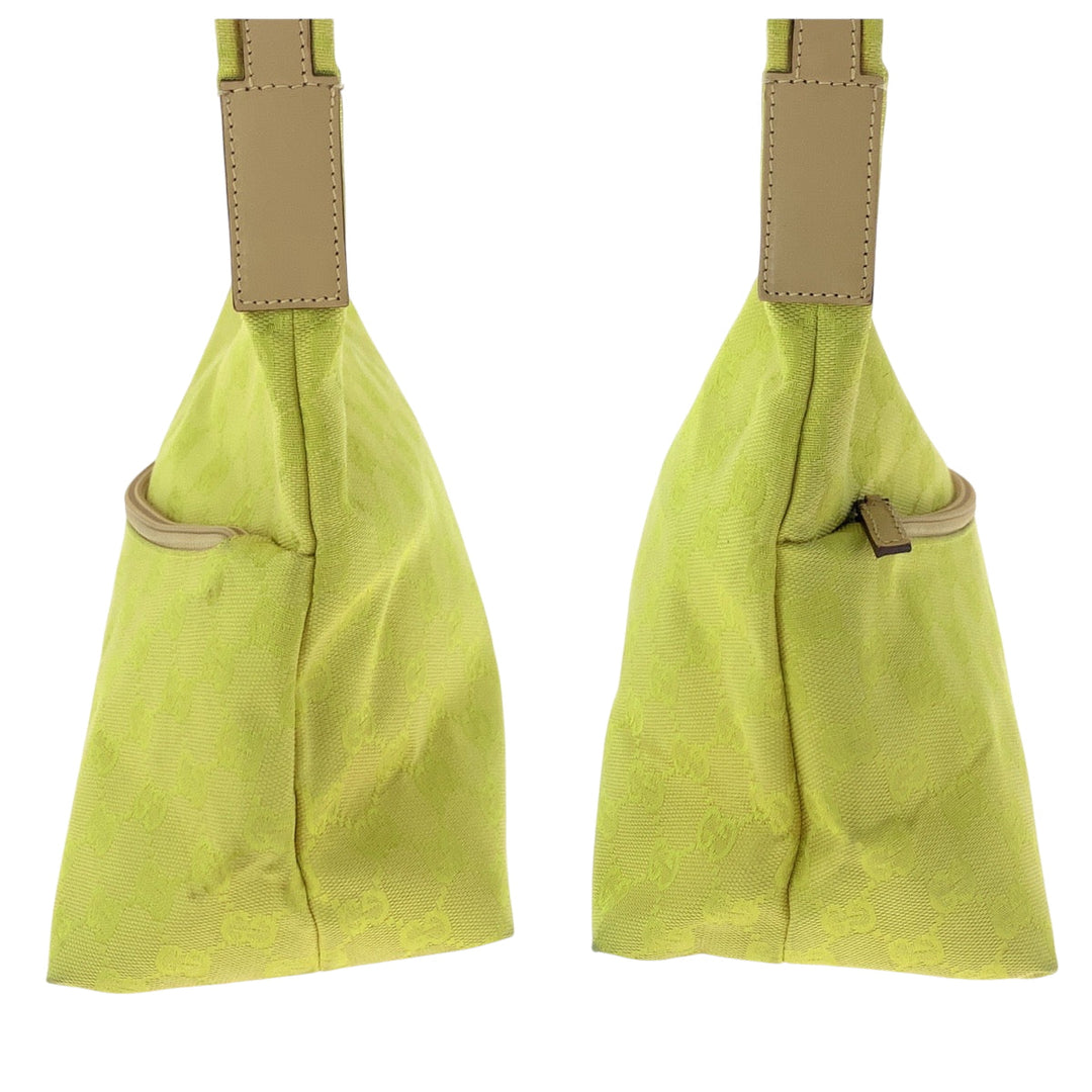 GUCCI Shoulder Bag 001 3386 GG canvas Yellow Beige Gold Metal One Shoulder Bag Women Used Authentic