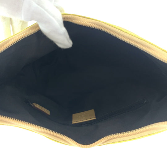 GUCCI Shoulder Bag 001 3386 GG canvas Yellow Beige Gold Metal One Shoulder Bag Women Used Authentic