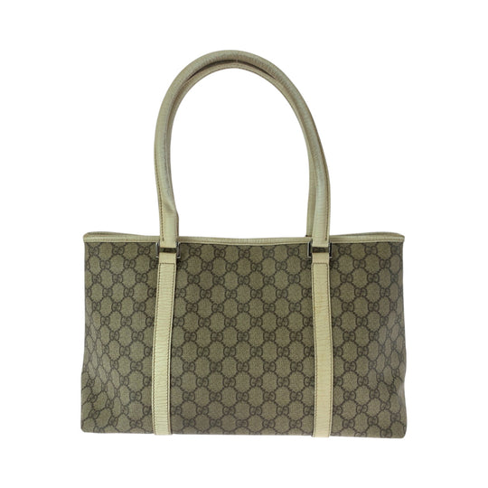 GUCCI Tote Bag 114695 GG Supreme Canvas Beige Ivory SilverMetal Tote Bag Shoulder Bag Women Used Authentic