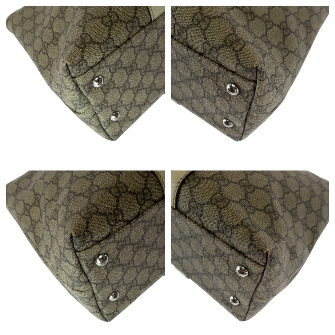 GUCCI Tote Bag 114695 GG Supreme Canvas Beige Ivory SilverMetal Tote Bag Shoulder Bag Women Used Authentic