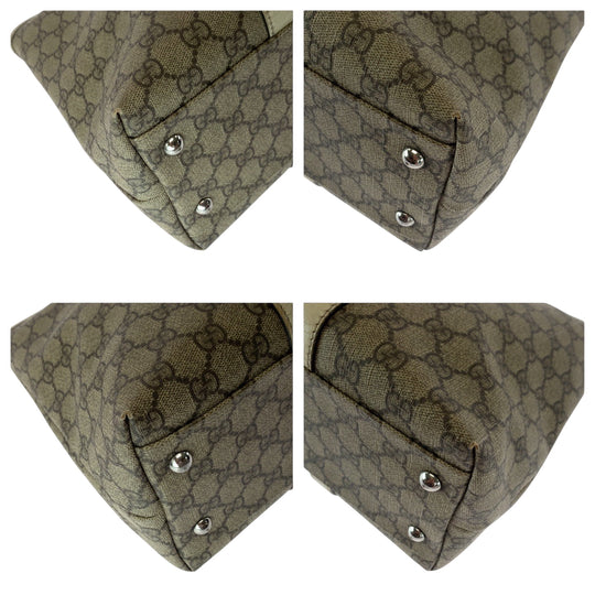 GUCCI Tote Bag 114695 GG Supreme Canvas Beige Ivory SilverMetal Tote Bag Shoulder Bag Women Used Authentic