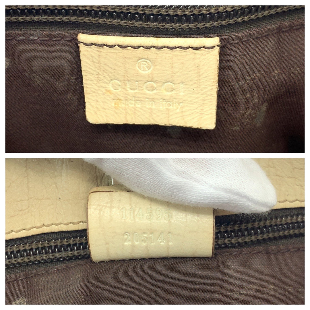 GUCCI Tote Bag 114695 GG Supreme Canvas Beige Ivory SilverMetal Tote Bag Shoulder Bag Women Used Authentic