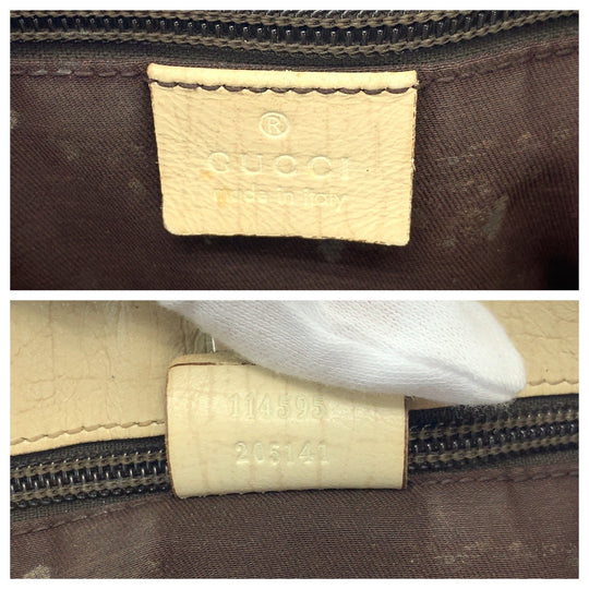 GUCCI Tote Bag 114695 GG Supreme Canvas Beige Ivory SilverMetal Tote Bag Shoulder Bag Women Used Authentic