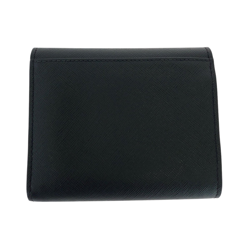 MARNI Tri-fold wallet PFMO0052U2 leather Black GoldMetal Folding wallet Compact wallet Safiano Women Used Authentic