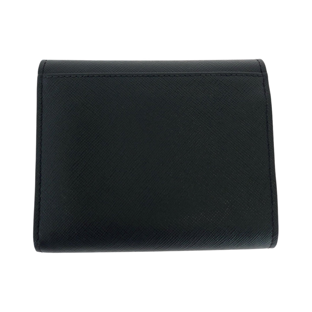 MARNI Tri-fold wallet PFMO0052U2 leather Black GoldMetal Folding wallet Compact wallet Safiano Women Used Authentic