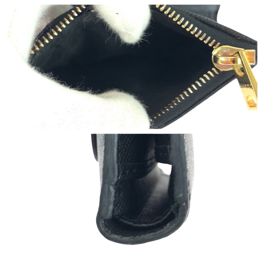 MARNI Tri-fold wallet PFMO0052U2 leather Black GoldMetal Folding wallet Compact wallet Safiano Women Used Authentic