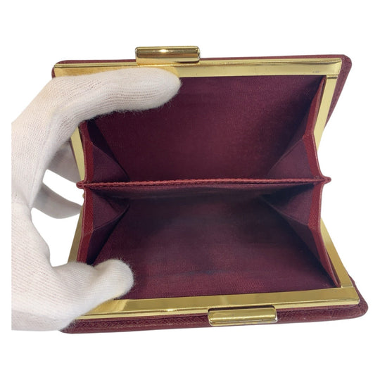 BURBERRY Bifold Wallet Canvas, Leather Beige Bordeaux Gold Metal Folding wallet Compact wallet Check Pattern Women Used Authentic