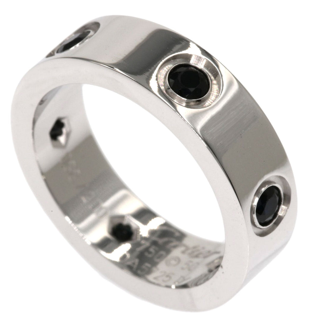 CARTIER Ring K18WG Silver Full Black Sapphire Limited to 200 pieces #50 Women Used Authentic