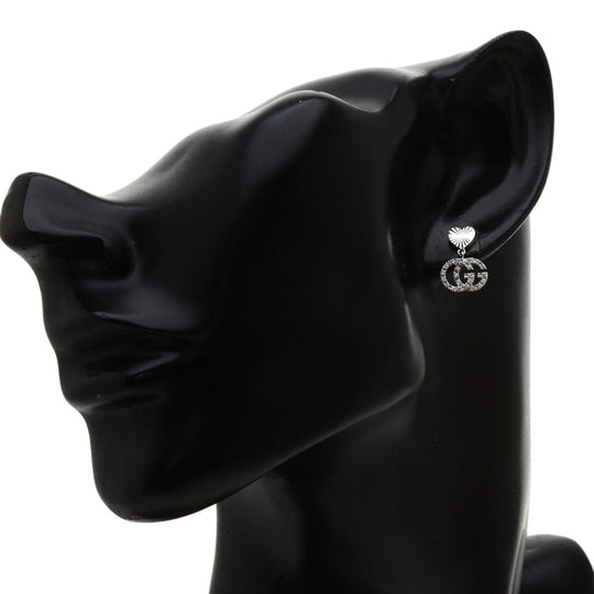 GUCCI Pierce K18WG Silver GG Running Diamond Women Used Authentic