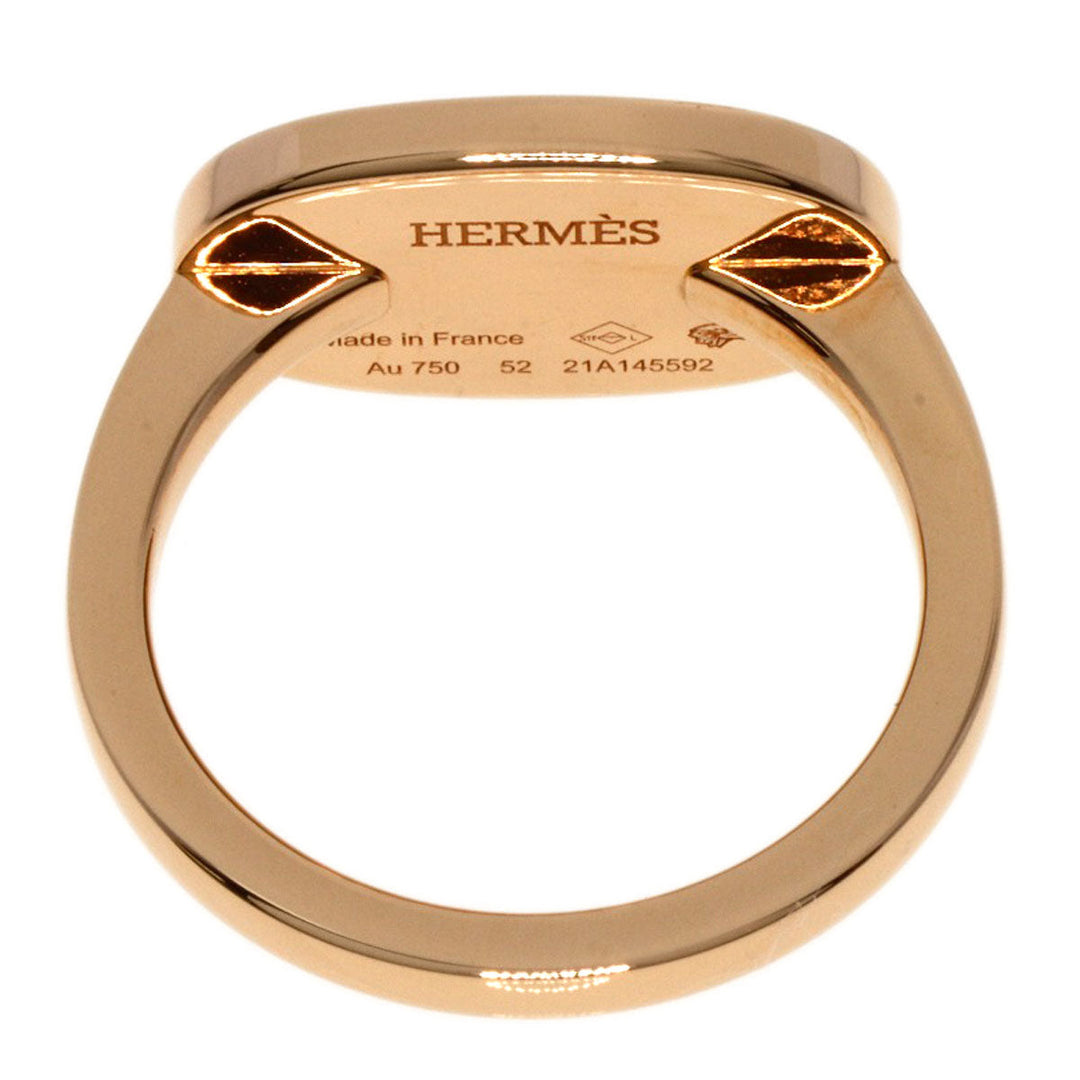 HERMES Ring 18K Pink Gold gold Chene Dunkle Verso #52 Women Used Authentic