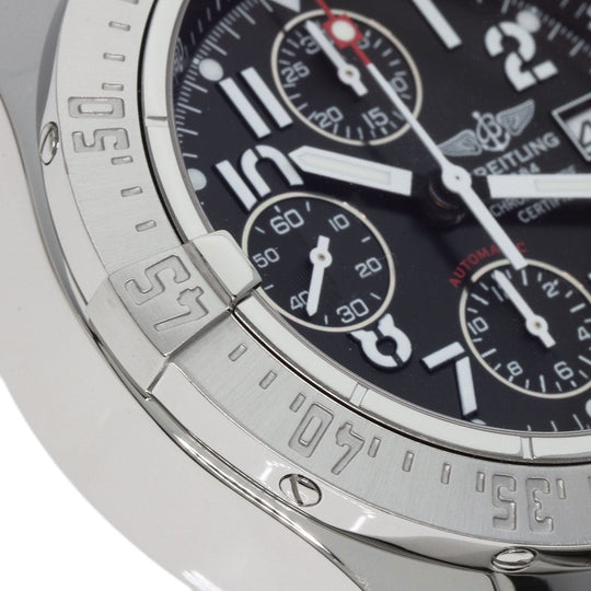 BREITLING Watches Mechanical Automatic A13380 Stainless Steel , Stainless Steel Silver Avenger black dial mens Used Authentic