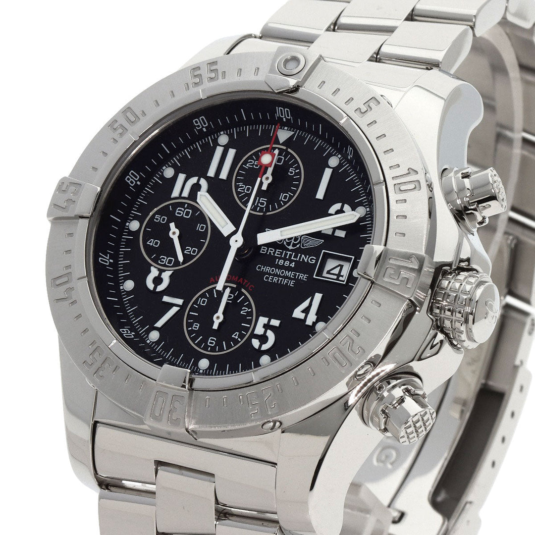 BREITLING Watches Mechanical Automatic A13380 Stainless Steel , Stainless Steel Silver Avenger black dial mens Used Authentic