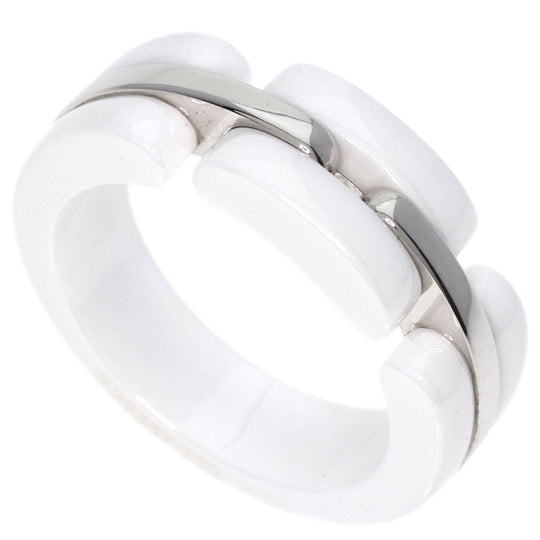 CHANEL Ring K18WG, Ceramic Silver Ultra Ring Medium Women Used Authentic
