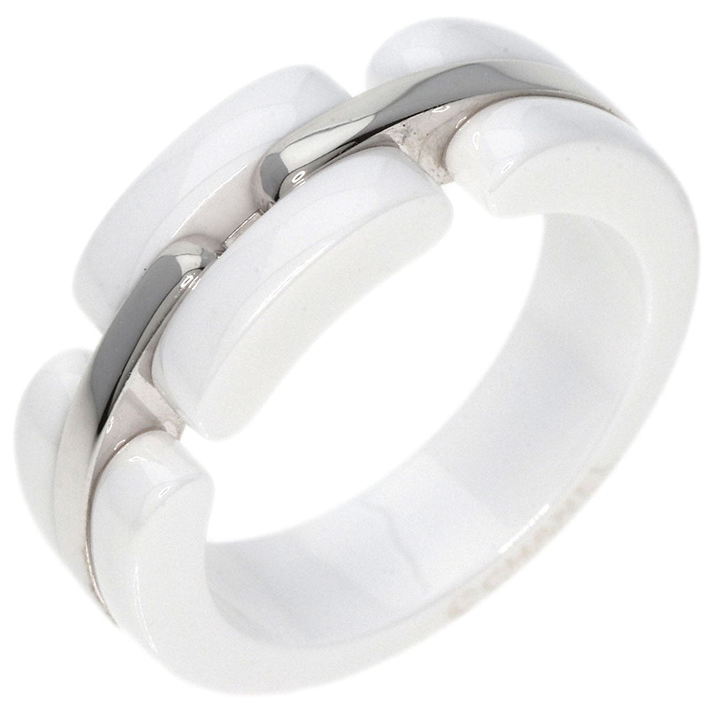 CHANEL Ring K18WG, Ceramic Silver Ultra Ring Medium Women Used Authentic