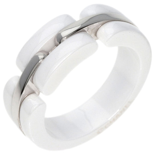 CHANEL Ring K18WG, Ceramic Silver Ultra Ring Medium Women Used Authentic