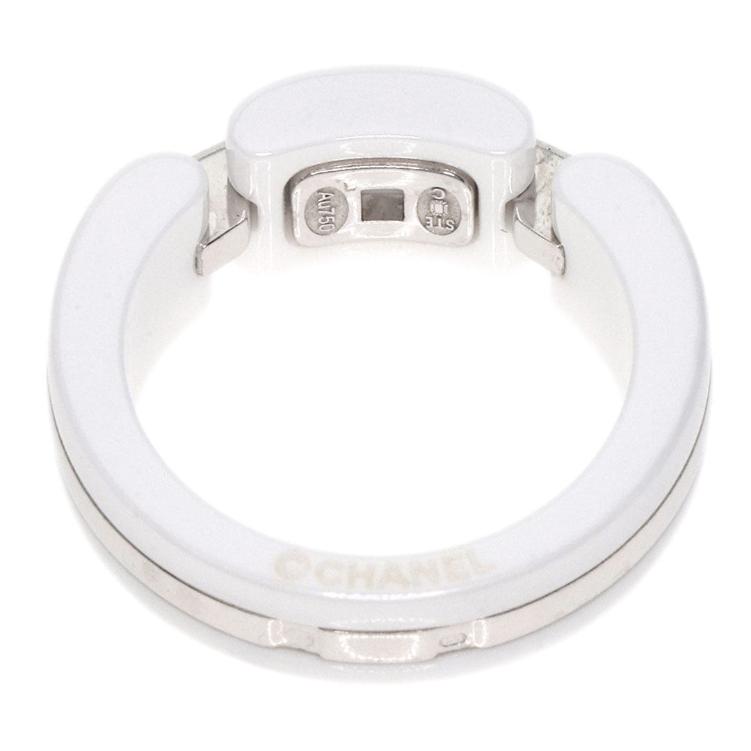 CHANEL Ring K18WG, Ceramic Silver Ultra Ring Medium Women Used Authentic