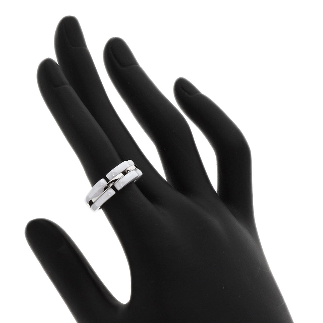 CHANEL Ring K18WG, Ceramic Silver Ultra Ring Medium Women Used Authentic