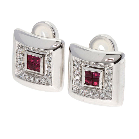 Damiani Earring K18WG Silver Ruby diamond Women Used Authentic