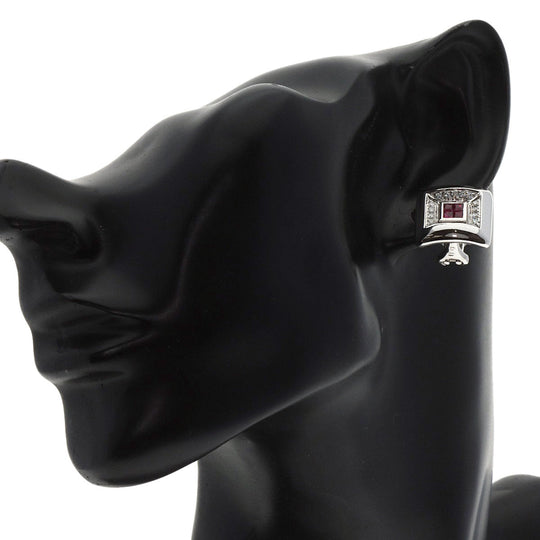 Damiani Earring K18WG Silver Ruby diamond Women Used Authentic