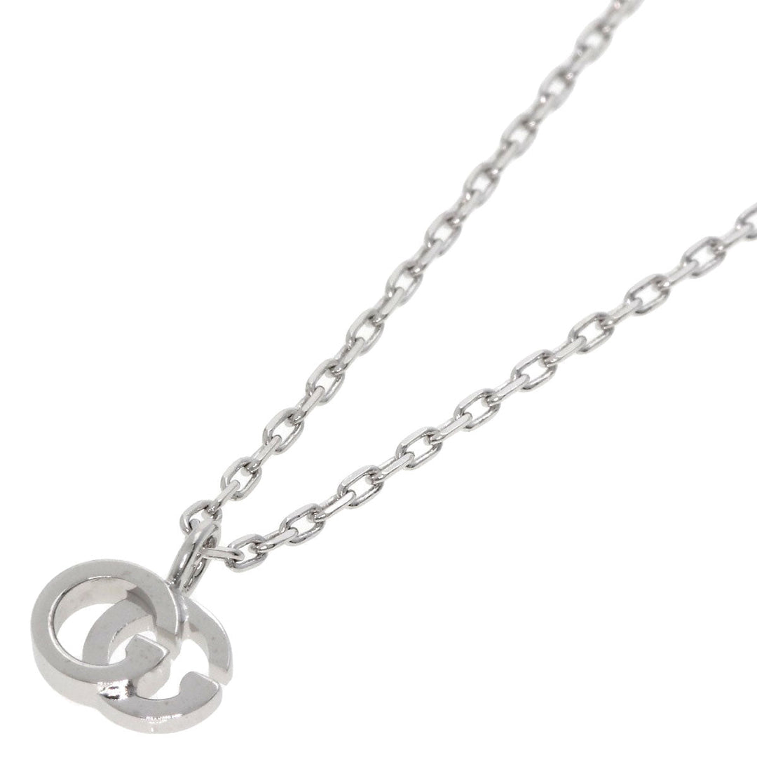 GUCCI Necklace K18WG Silver GG Running 1P Diamond Women Used Authentic