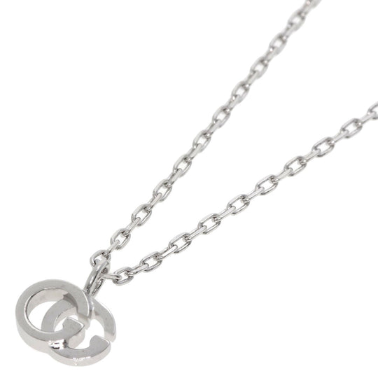 GUCCI Necklace K18WG Silver GG Running 1P Diamond Women Used Authentic