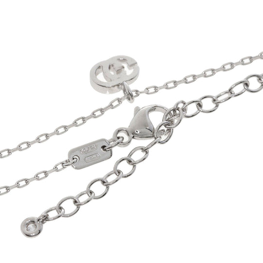 GUCCI Necklace K18WG Silver GG Running 1P Diamond Women Used Authentic