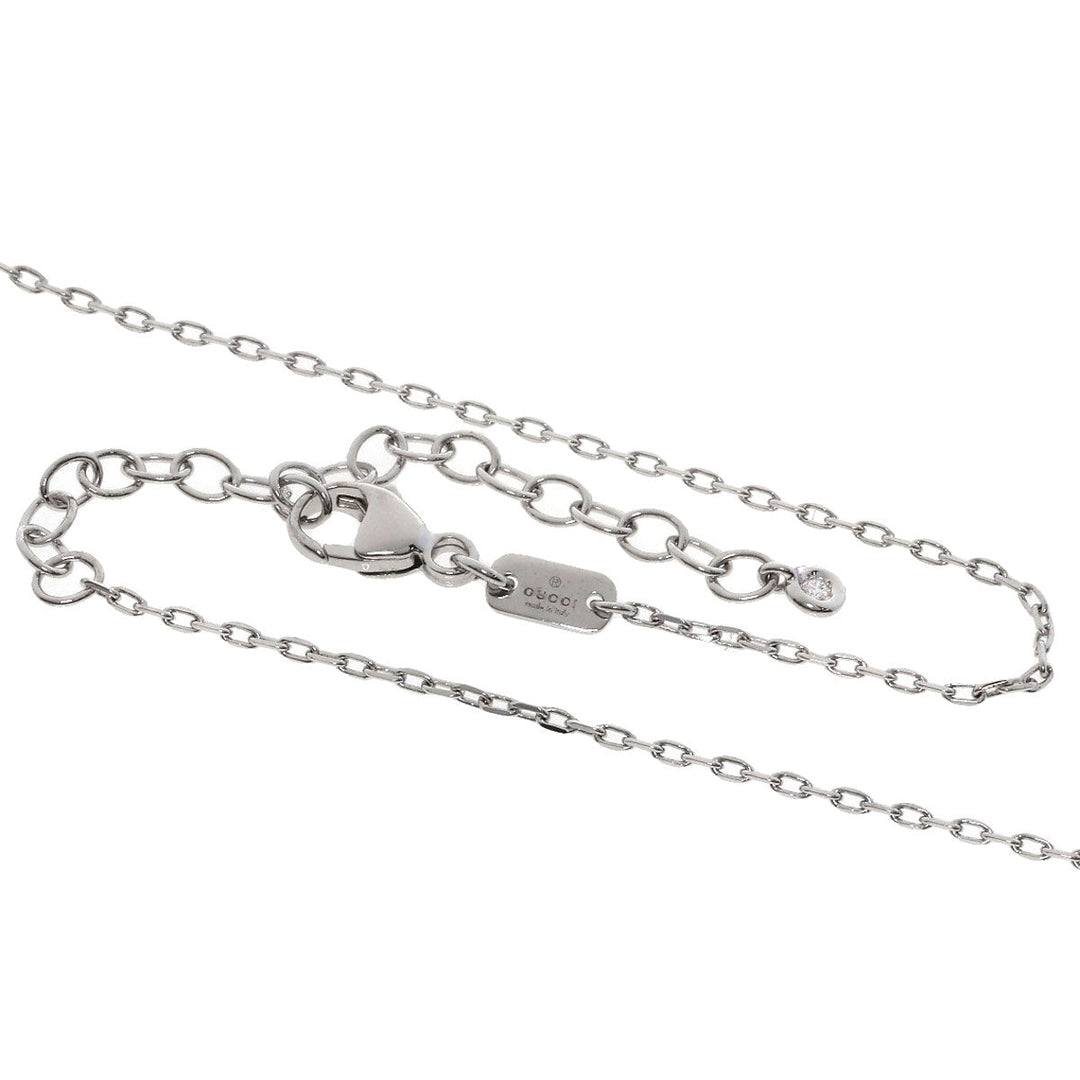 GUCCI Necklace K18WG Silver GG Running 1P Diamond Women Used Authentic