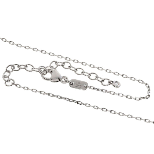 GUCCI Necklace K18WG Silver GG Running 1P Diamond Women Used Authentic