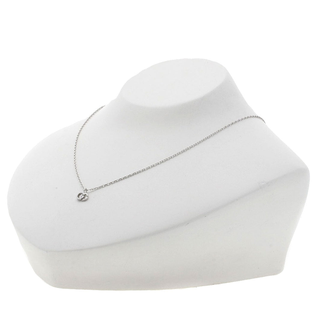 GUCCI Necklace K18WG Silver GG Running 1P Diamond Women Used Authentic