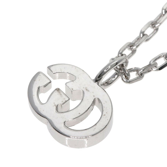 GUCCI Necklace K18WG Silver GG Running 1P Diamond Women Used Authentic