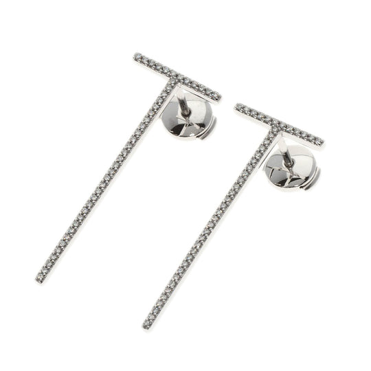 TIFFANY&Co. Pierce K18WG Silver T motif diamond Women Used Authentic