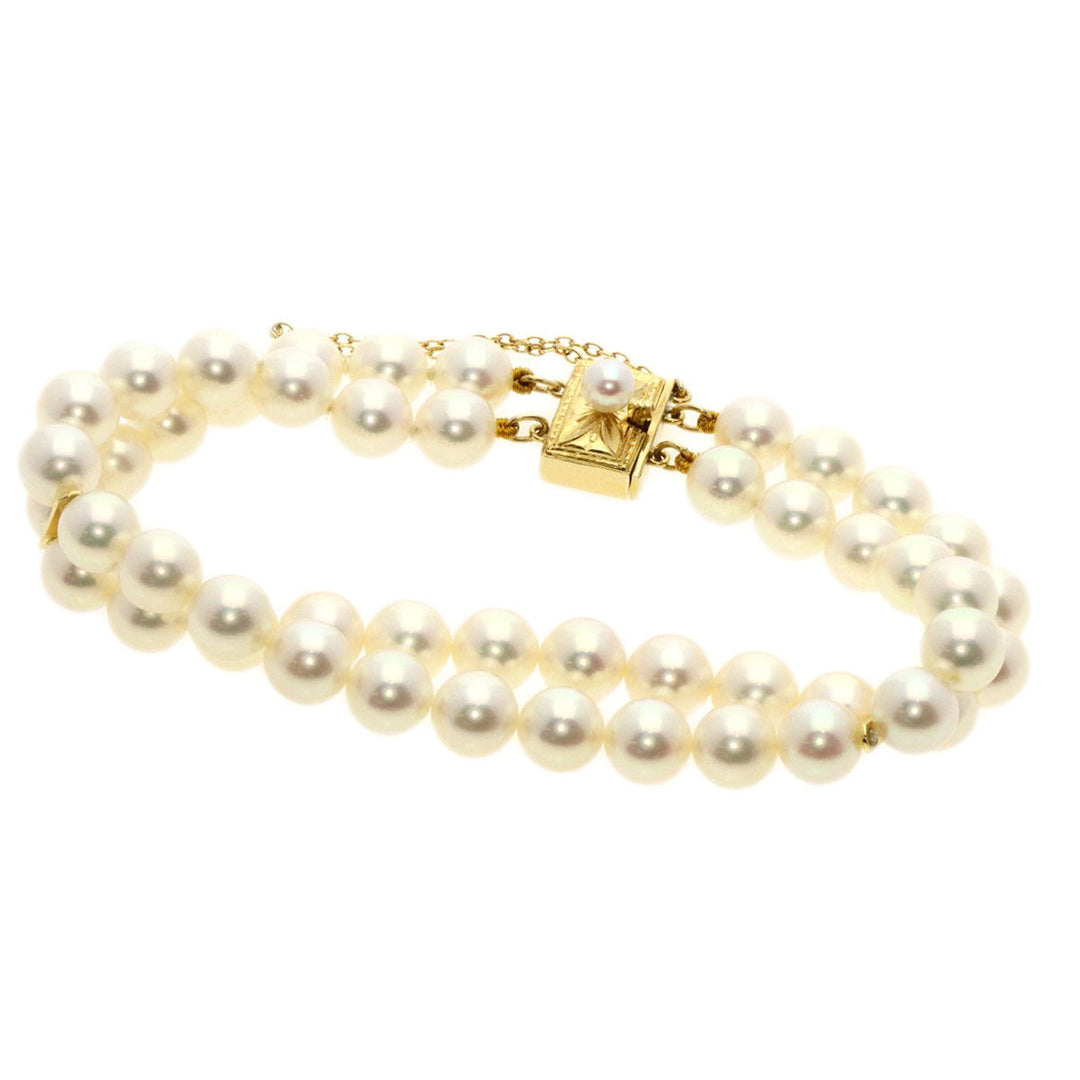 MIKIMOTO bracelet K14YG gold Akoya pearl 2 rows Pearl Women Used Authentic