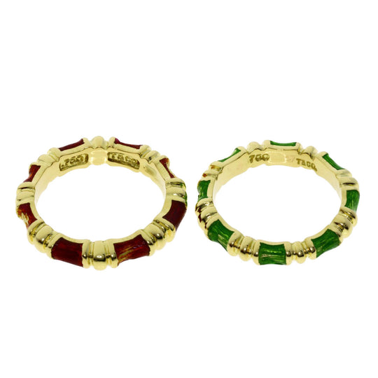 TIFFANY&Co. Ring 18K Yellow Gold gold Set of 2 enamel rings Women Used Authentic