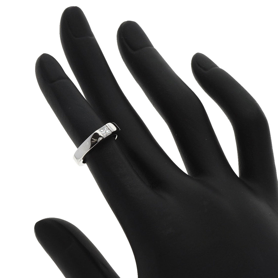 CARTIER Ring K18WG Silver Tank Diamond #44 Women Used Authentic