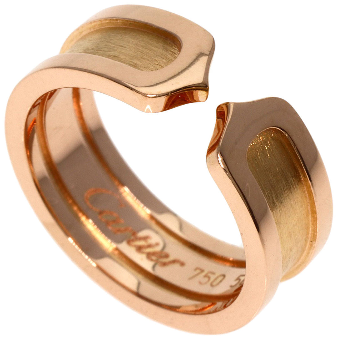 CARTIER Ring 18K Pink Gold gold C2 ring SM #50 Women Used Authentic