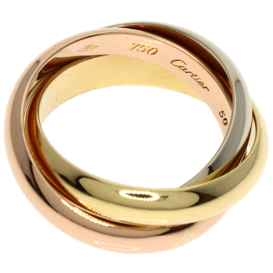 CARTIER Ring K18YG , K18WG gold Trinity #50 Women Used Authentic