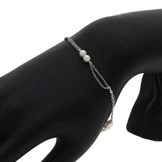 MIKIMOTO bracelet K18WG Silver Pearl Women Used Authentic