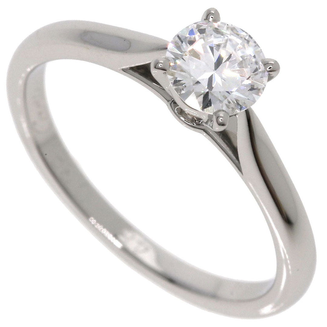 CARTIER Ring PT950 Silver Solitaire 1P Diamond #48 Women Used Authentic