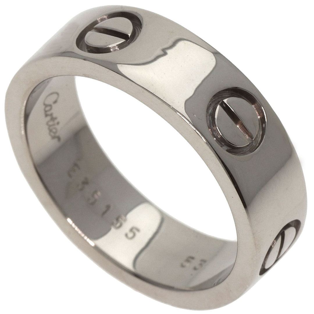 CARTIER Ring K18WG Silver Love Ring #53 Women Used Authentic