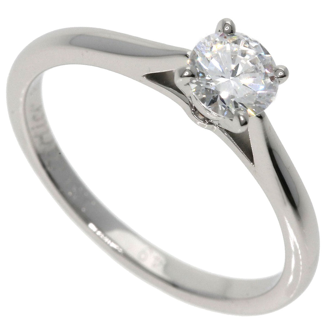 CARTIER Ring PT950 Silver Solitaire 1P Diamond #49 Women Used Authentic