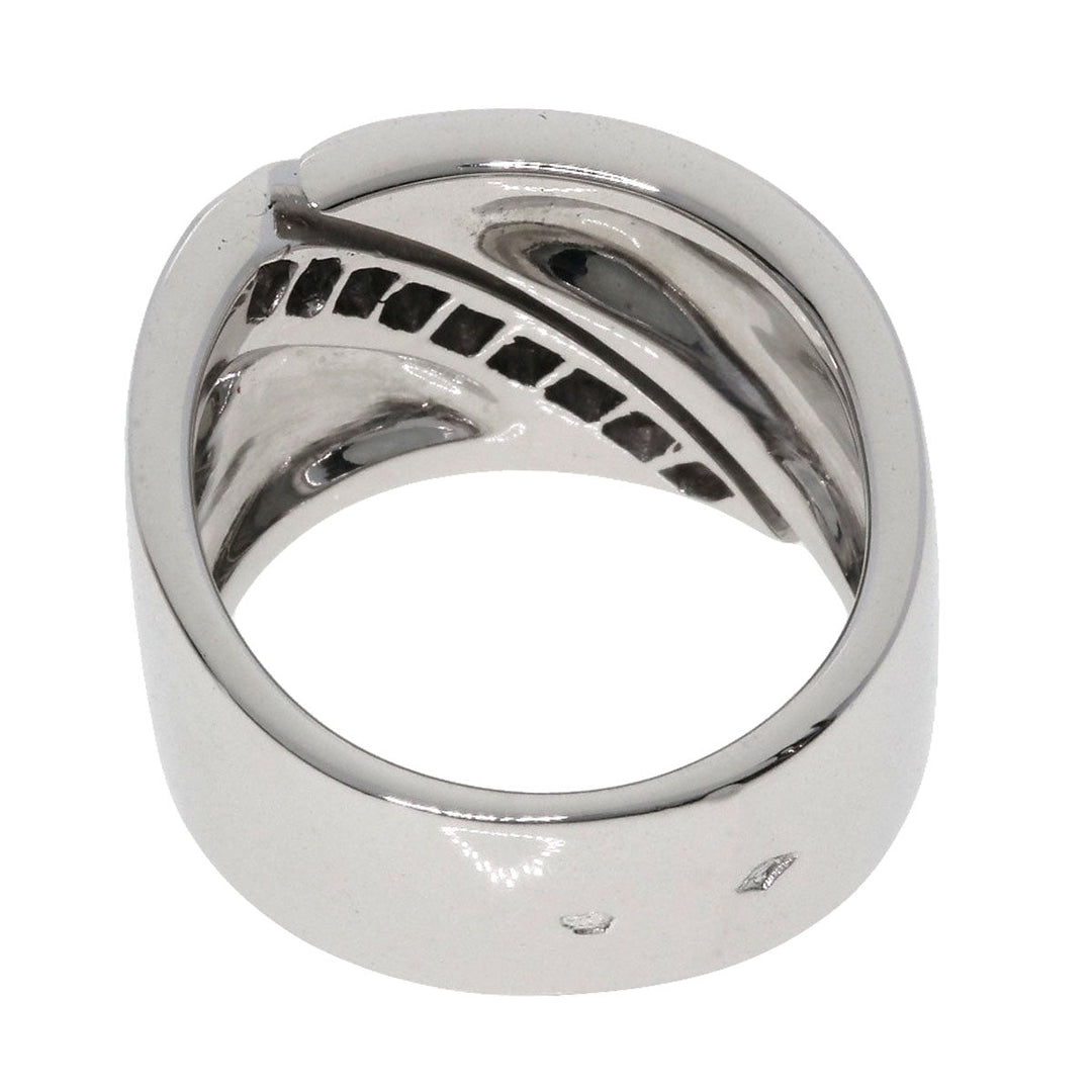 HERMES Ring K18WG Silver Diamond # 48 Women Used Authentic