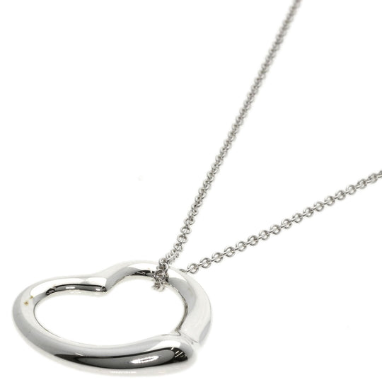 TIFFANY&Co. Necklace SV Silver Open Heart Medium 1.1" Women Used Authentic