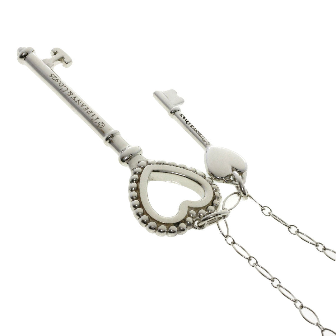 TIFFANY&Co. Necklace SV Silver Heart Key Enamel Women Used Authentic