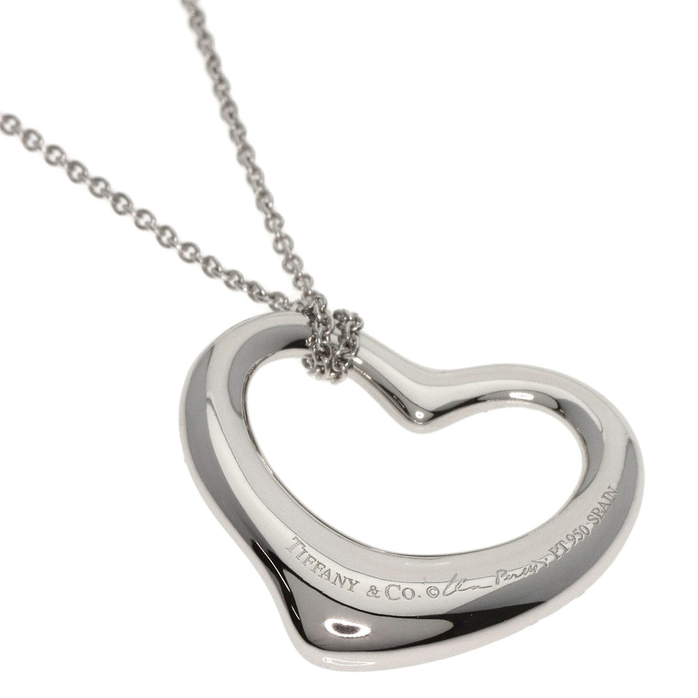 TIFFANY&Co. Necklace PT950 Silver Open Heart Full Pavé Diamond