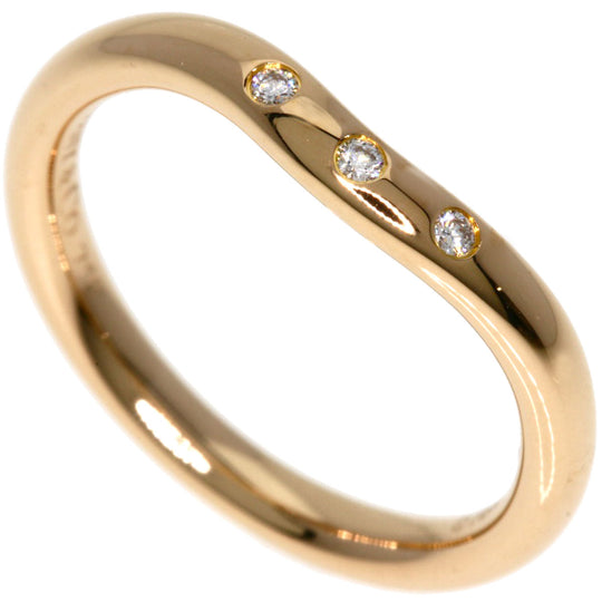 TIFFANY&Co. Ring 18K Pink Gold gold Curved Band 3P Diamond Women Used Authentic