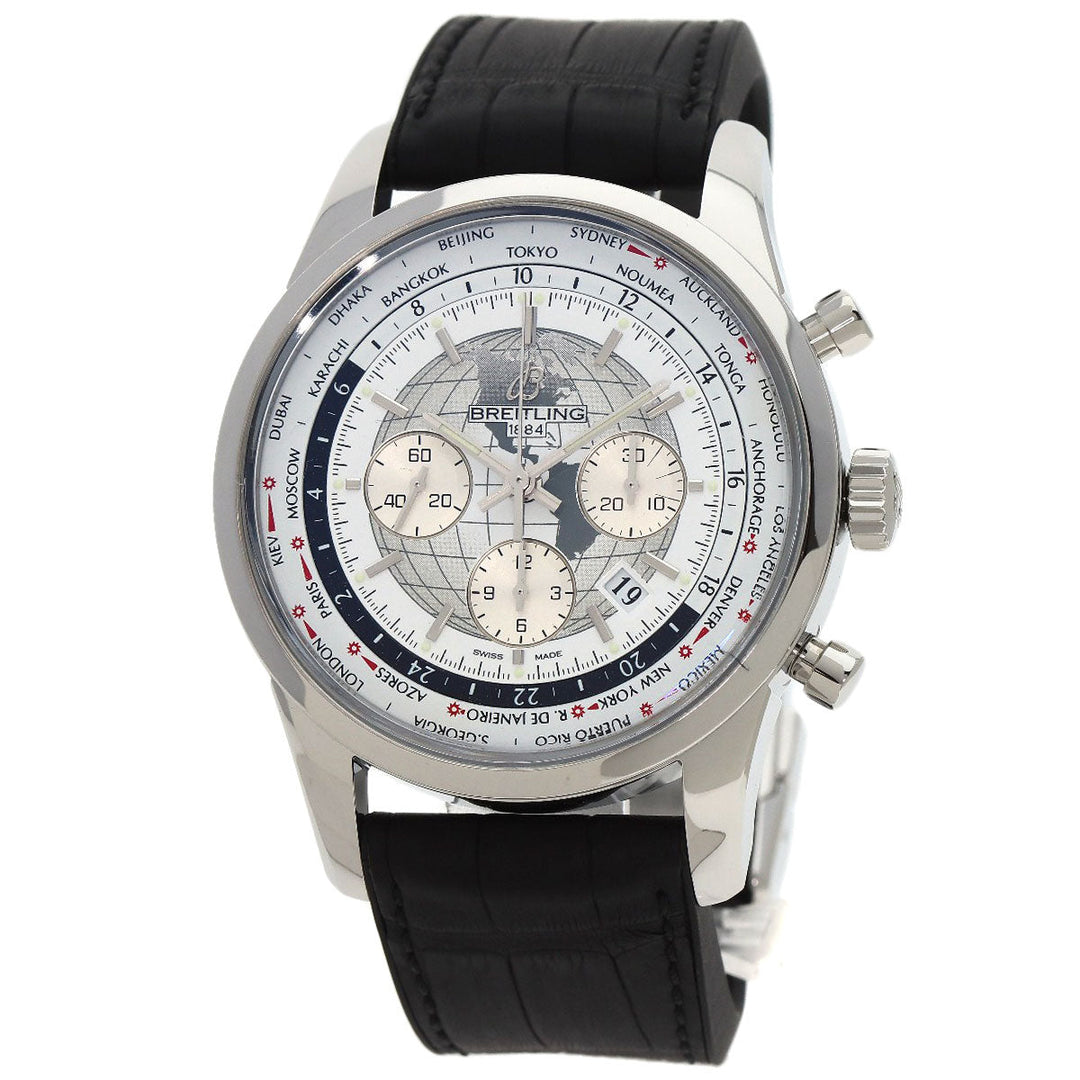 BREITLING Watches Mechanical Automatic AB0510U0/A790 Stainless Steel Silver Transocean Chronograph Unitime white dial