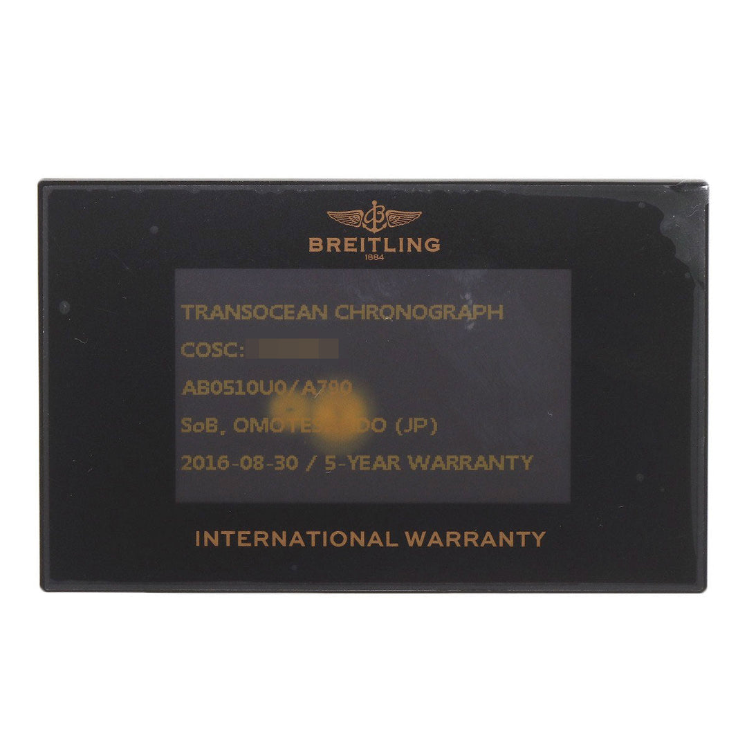 BREITLING Watches Mechanical Automatic AB0510U0/A790 Stainless Steel Silver Transocean Chronograph Unitime white dial