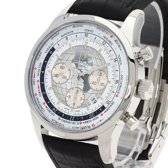 BREITLING Watches Mechanical Automatic AB0510U0/A790 Stainless Steel Silver Transocean Chronograph Unitime white dial